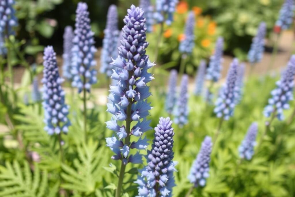 Budleja 'Nanho Blue' kwitnąca w pierwszym roku po posadzeniu