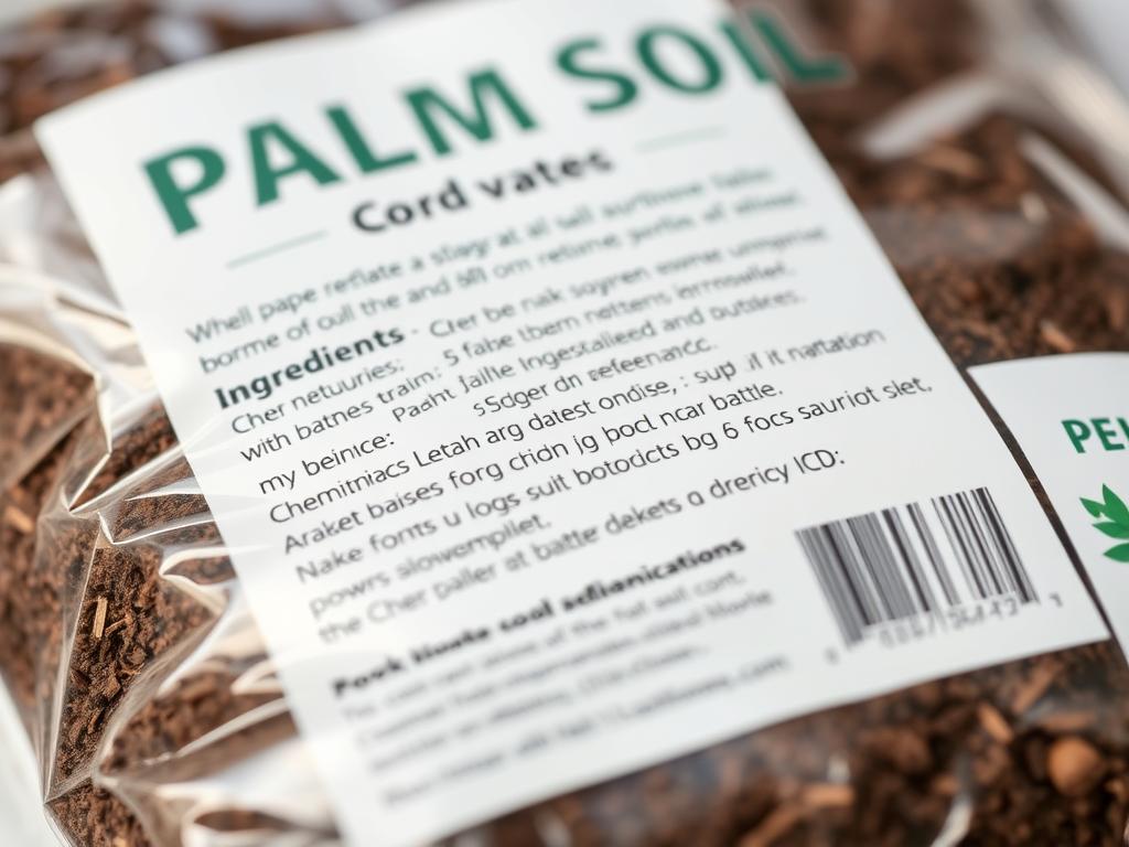 Etykieta gotowej ziemi do palm z widocznym składem i instrukcją stosowania