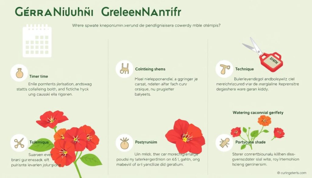 Infografika podsumowująca najważniejsze zasady przycinania pelargonii