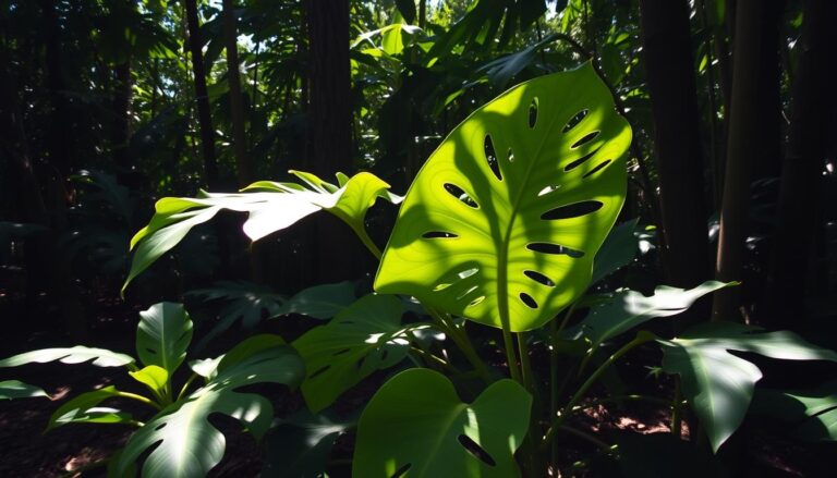Monstera rosnąca w naturalnym środowisku w lesie tropikalnym