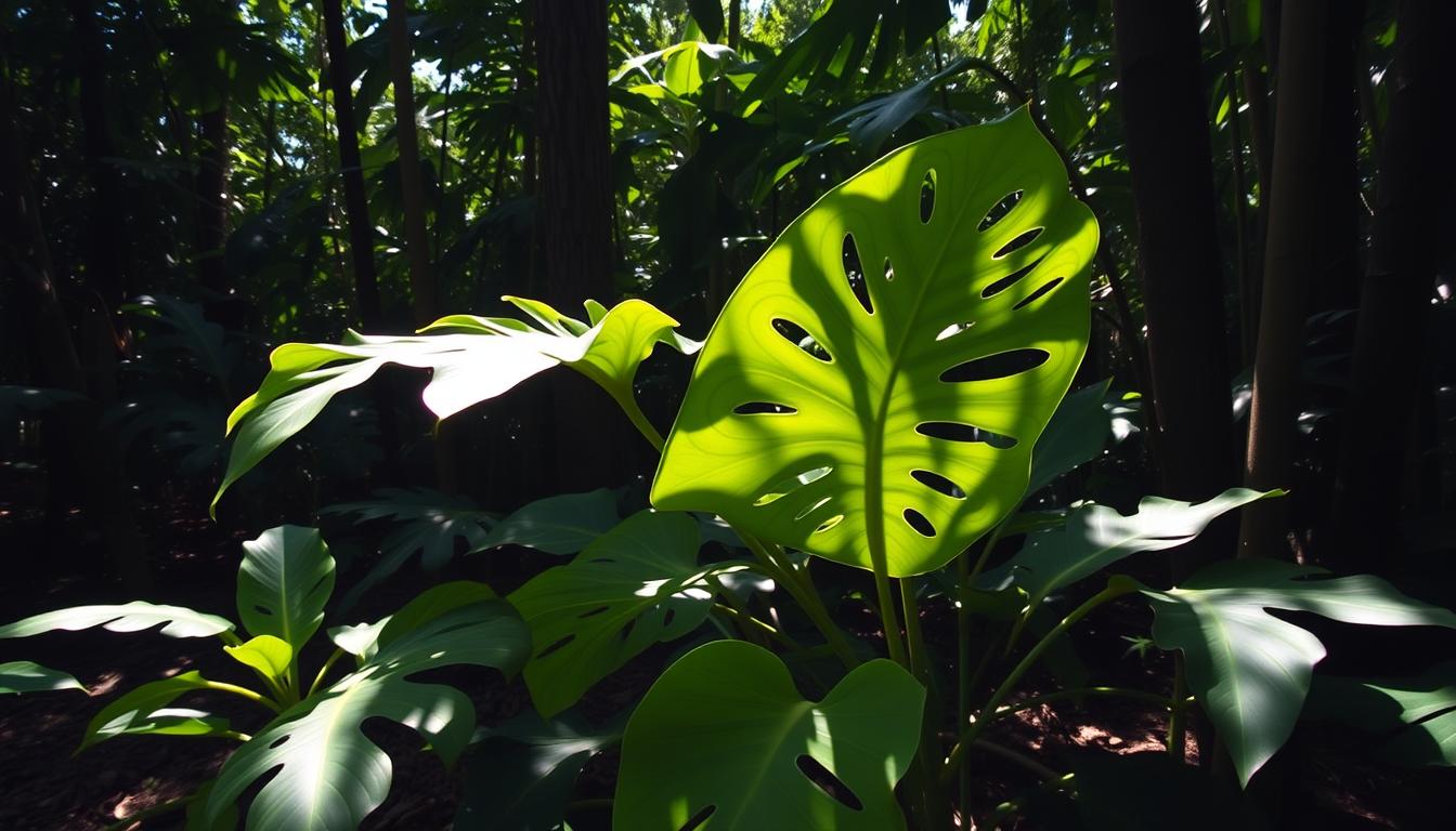 Monstera rosnąca w naturalnym środowisku w lesie tropikalnym