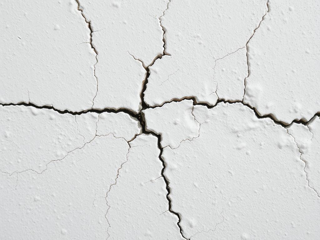 Pęknięcia w gipsie po wyschnięciu - przykład nieudanej naprawy ubytku w ścianie