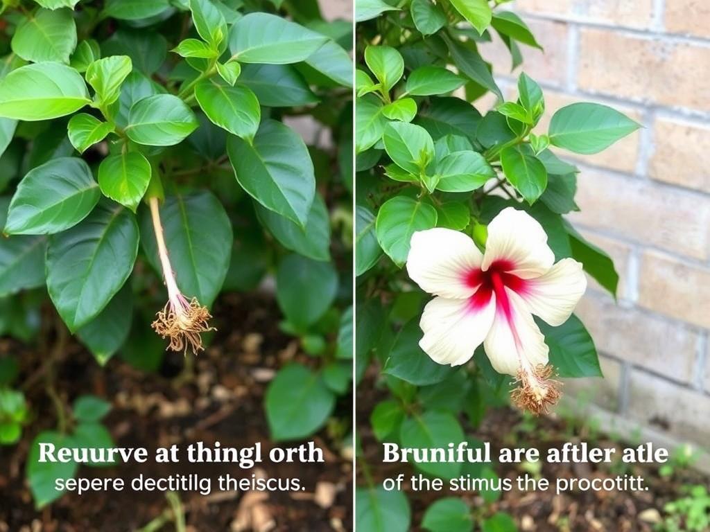 Proces cięcia odmładzającego starego hibiskusa ogrodowego