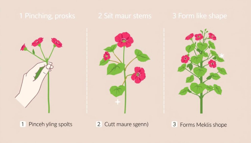 Różne techniki przycinania pelargonii - uszczykiwanie, cięcie pędów i formowanie drzewka