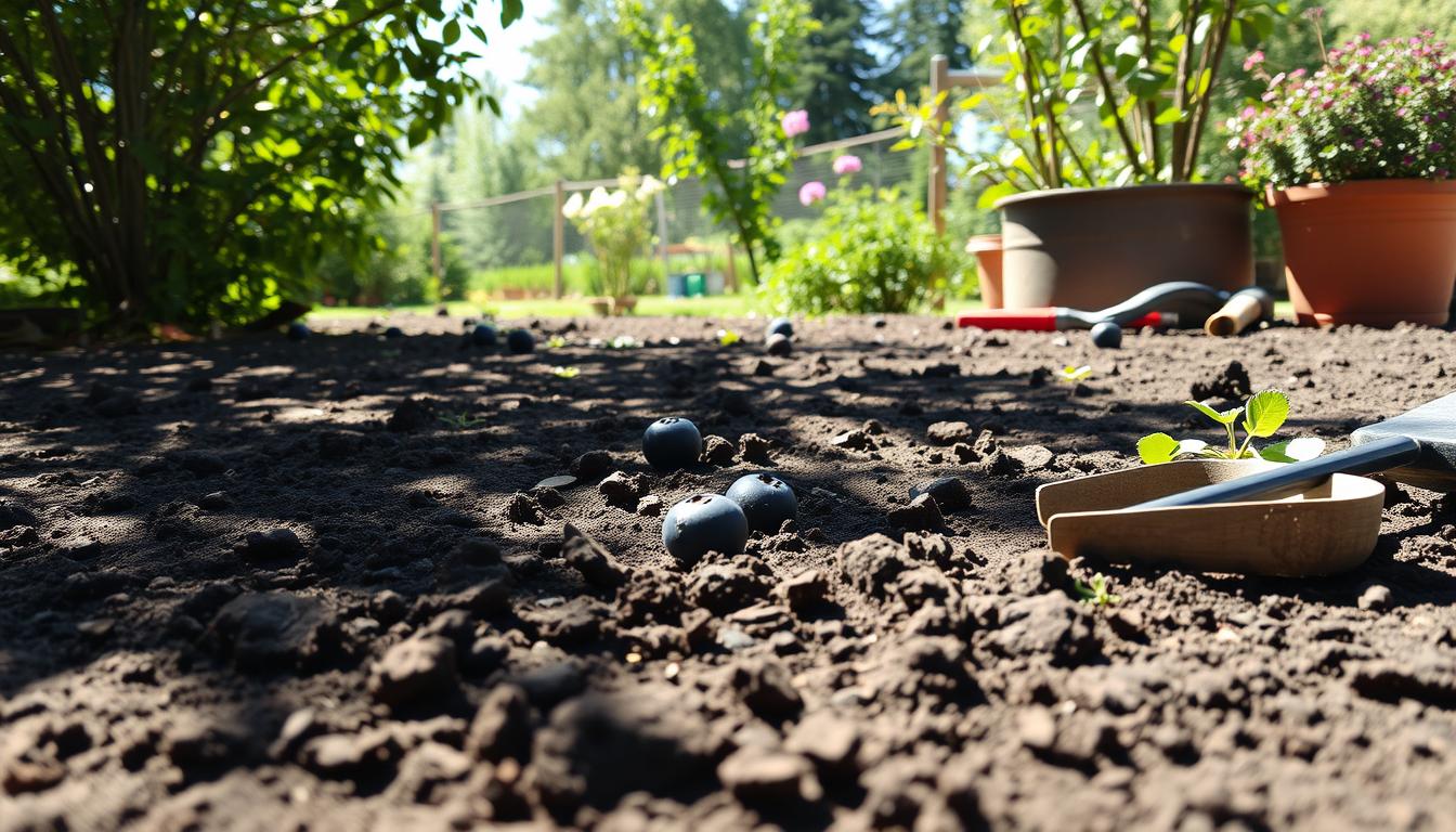 Słoneczne stanowisko idealne do sadzenia borówki amerykańskiej z widocznym przygotowanym podłożem