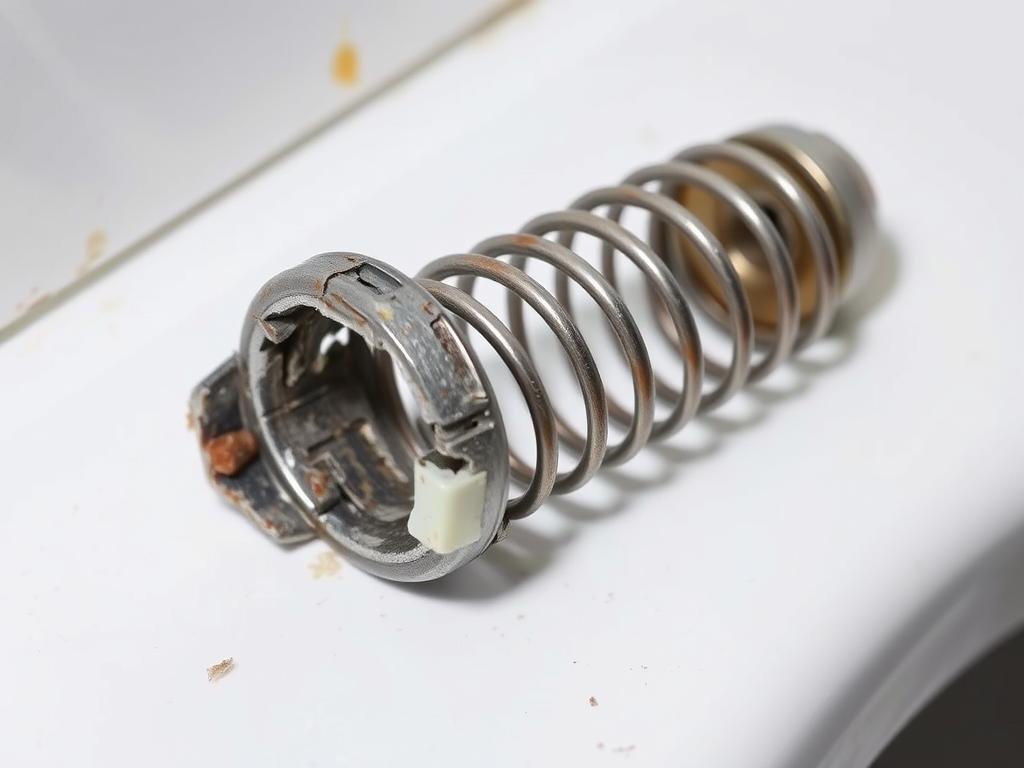 Zużyta sprężynka w mechanizmie przycisku spłuczki który nie odbija