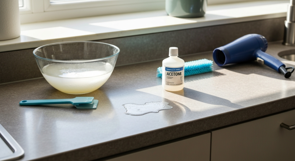 Jak skutecznie usunąć kropelkę kleju z blatu kuchennego? Krok po kroku